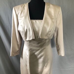 Gold Bill Levkoff Satin Maxi Dress with Matching Jacket